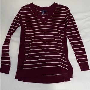 GAP burgundy striped sweater